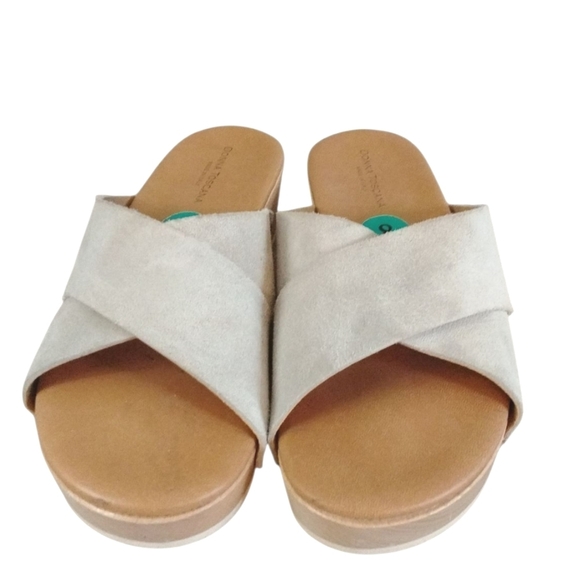 Donna Toscana Italian Clog Sandals Size 8 Platform Suede Wooden Slides - Picture 3 of 9